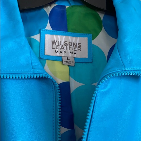 Powder Blue leather Jacket - Picture 3 of 8